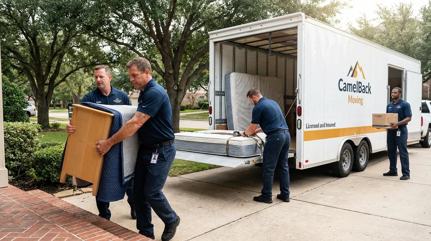 Crew loading residential truck for cross-state move from Lithonia, GA