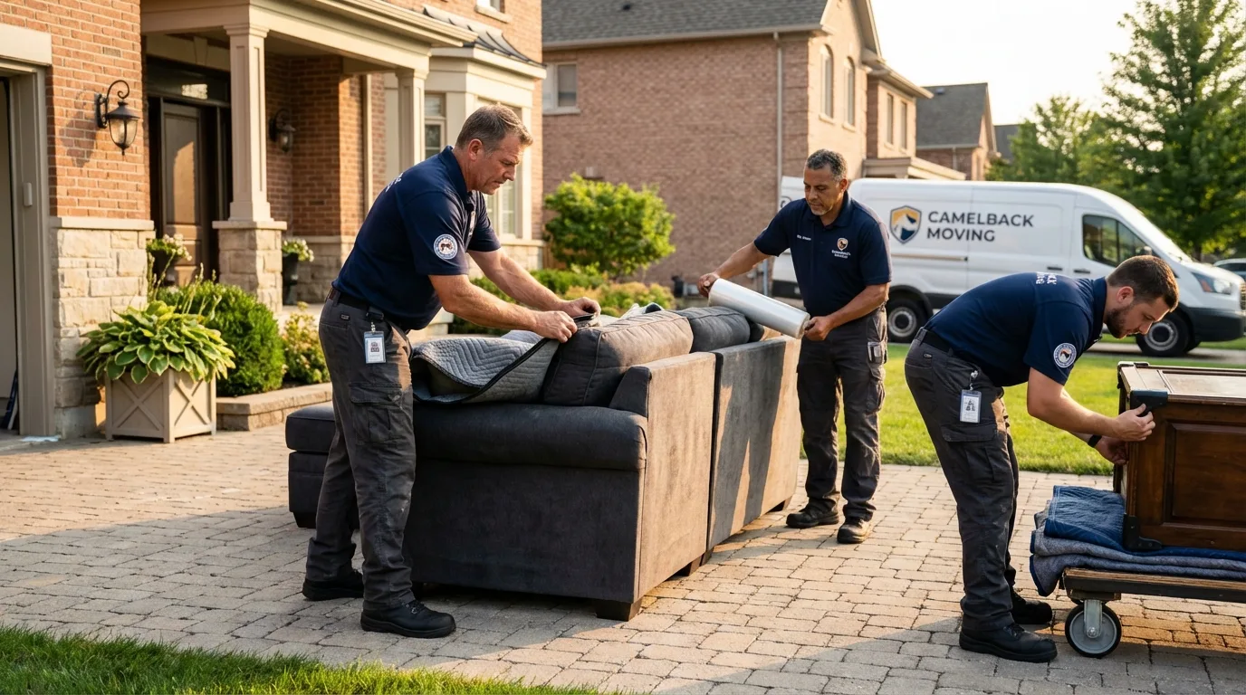 Large estate moving crew wrapping furniture in Lithonia, GA